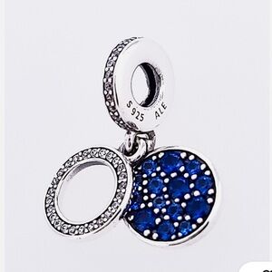 Authentic PANDORA Sparkling Blue Disc Logo Dangle Charm